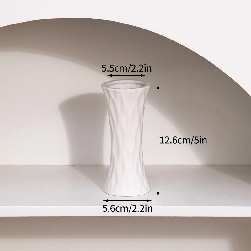 White Nordic Ceramic Vase for Dried Flowers and Home Decor