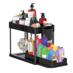 2-Tier Under Sink Organizer with Sliding Baskets and Hooks