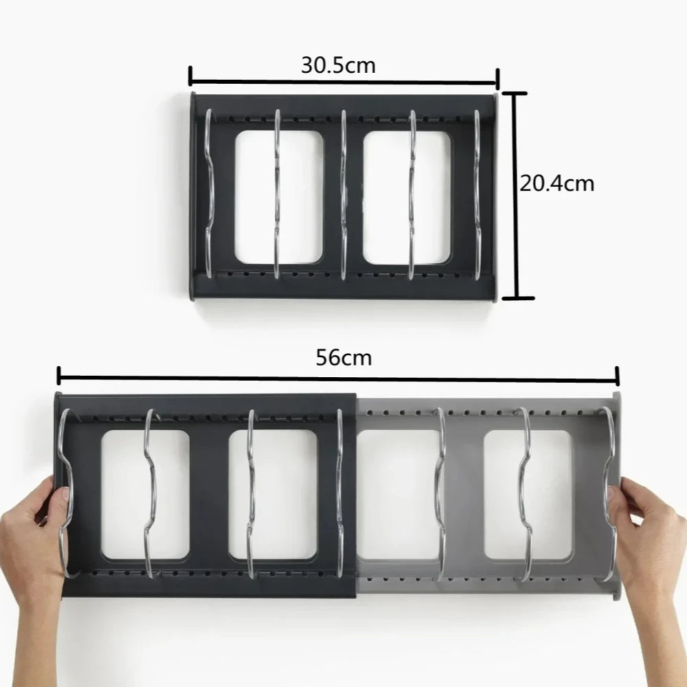 Expandable Pot, Pan & Lid Organizer Rack for Kitchen Cabinets