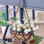 Hanging Basket Flowerpot Round Iron Chain Coconut Brown European Style