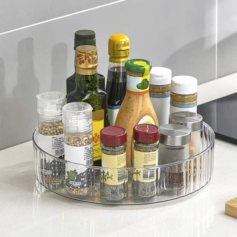 360° Rotating Lazy Susan Organizer – Clear Turntable for Fridge & Pantry
