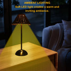 Rechargeable Rattan Table Lamp Dimmable LED Bedside Reading Light