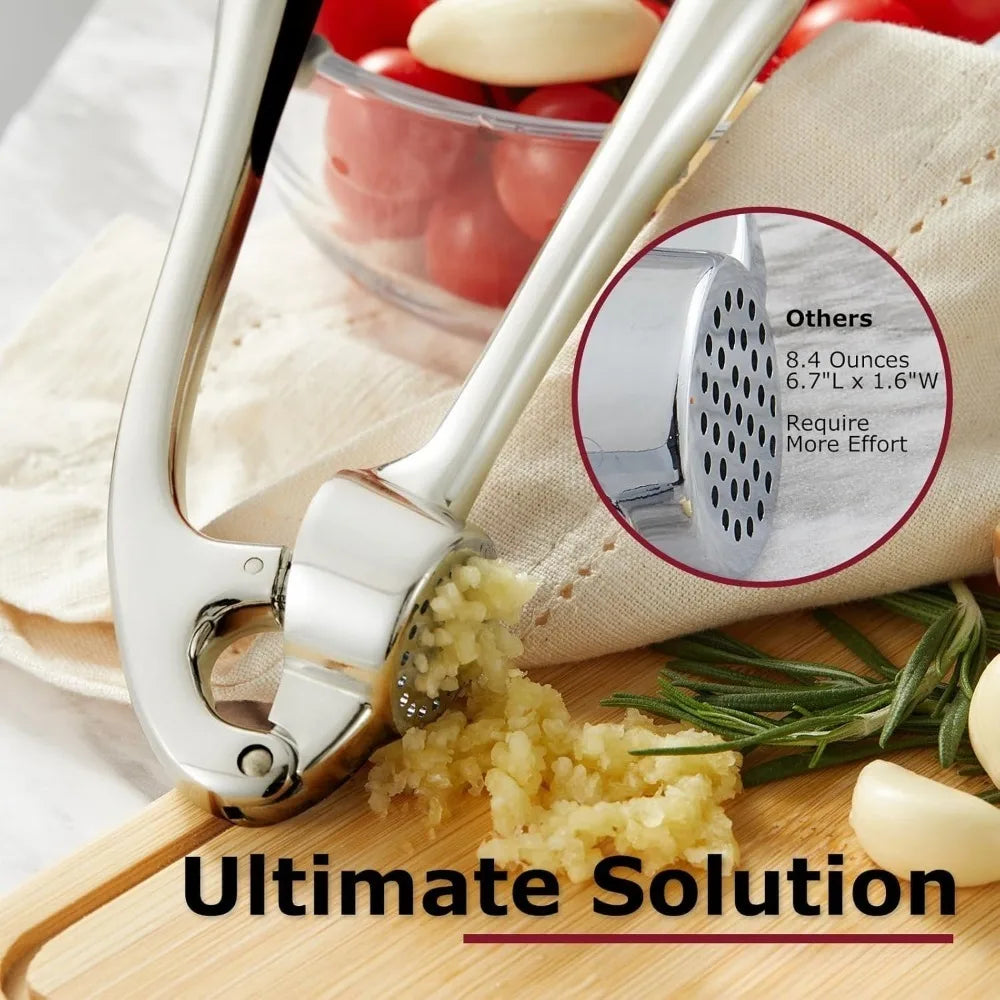Heavy Duty Garlic Press – No Peel, Stainless Steel, Dishwasher Safe