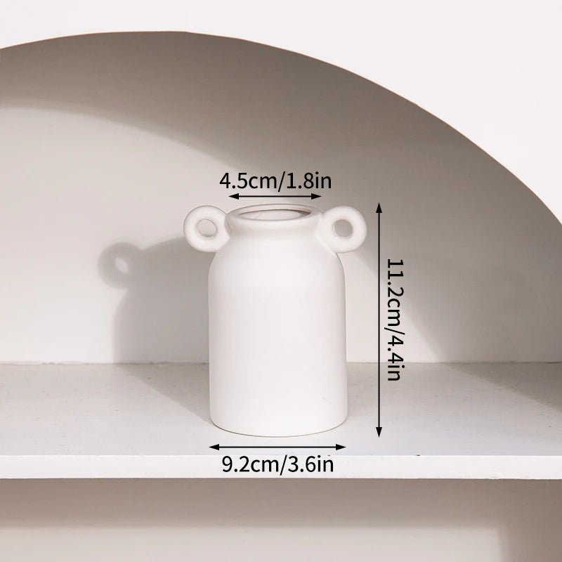 White Nordic Ceramic Vase for Dried Flowers and Home Decor