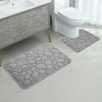 Embroidered Velvet Bath Mat Set 2-Piece with U-Shape Toilet Rug