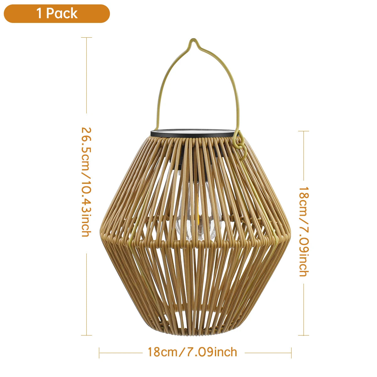Solar Lantern Outdoor Hanging Waterproof Woven Bamboo Boho Garden Lamp