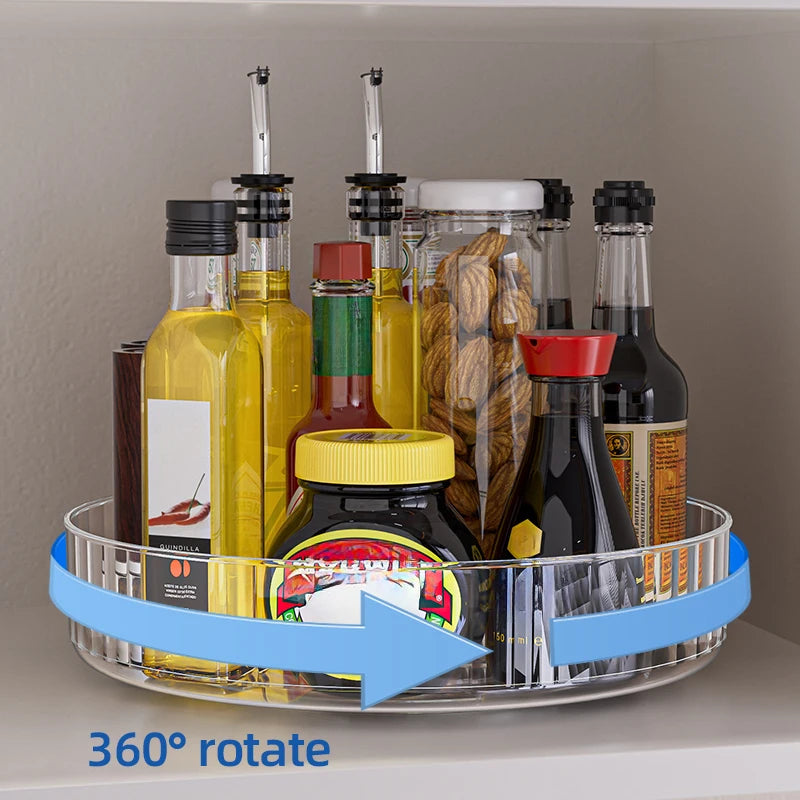360° Rotating Lazy Susan Organizer – Clear Turntable for Fridge & Pantry
