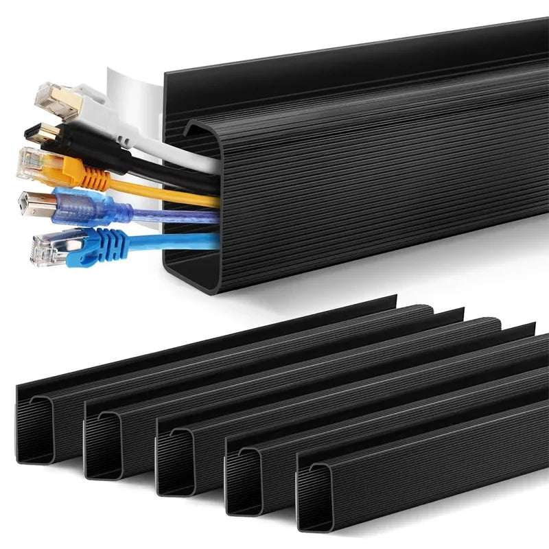 Under Desk Cable Management Tray – No-Drill PVC Cord Organizer, 40cm