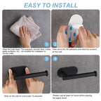 Adhesive Toilet Paper Holder Stainless Steel No Drill Waterproof
