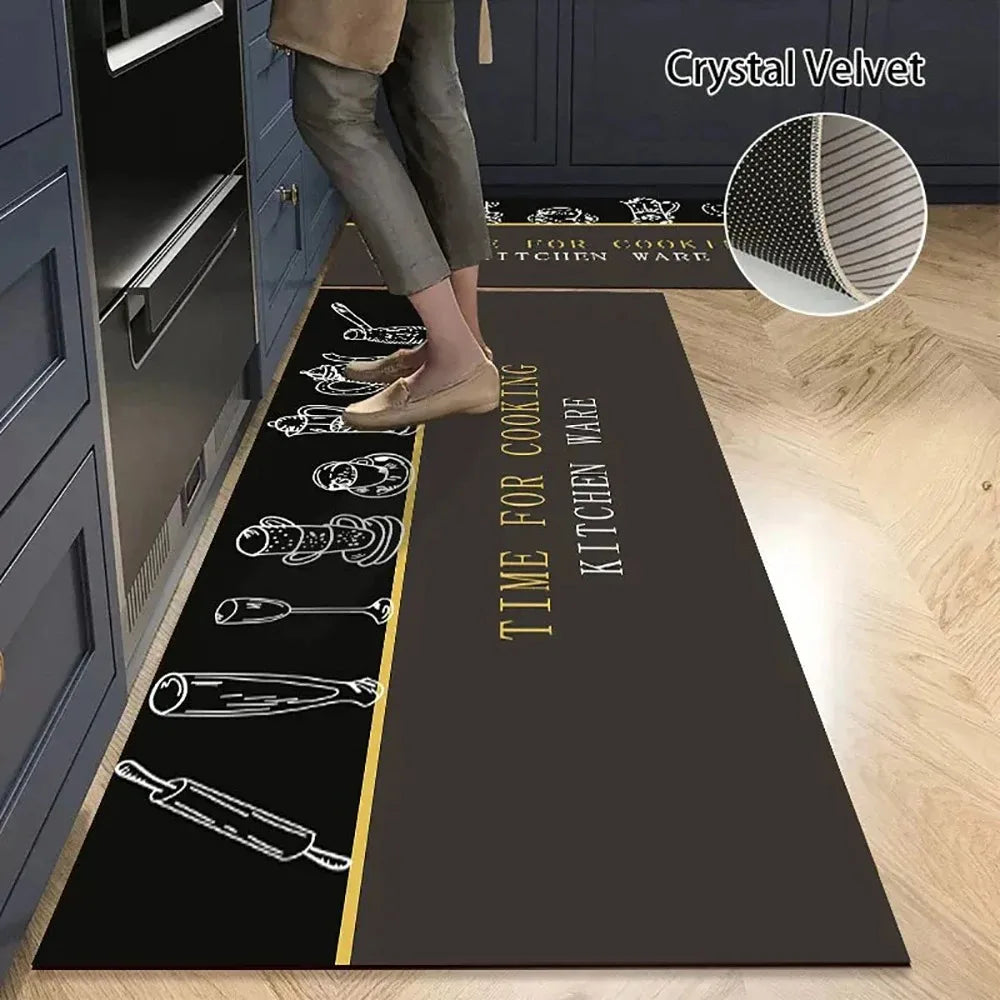 Crystal Velvet Non-Slip Kitchen Runner Rug – Absorbent & Soft