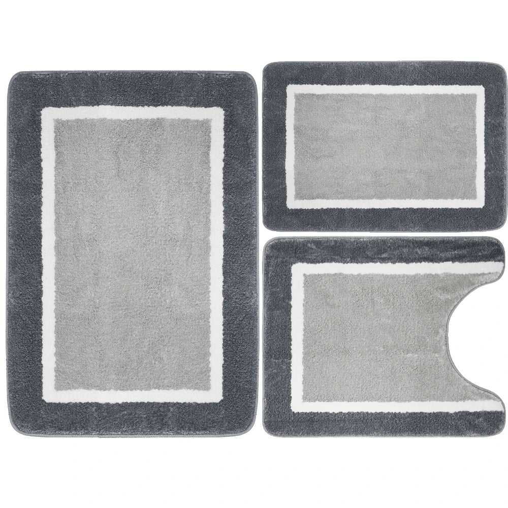Velvet Memory Foam Bath Rug Set of 3 Non-Slip Machine Washable