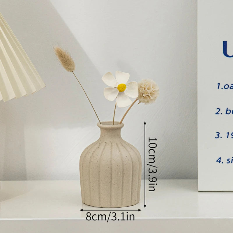 White Nordic Ceramic Vase for Dried Flowers and Home Decor