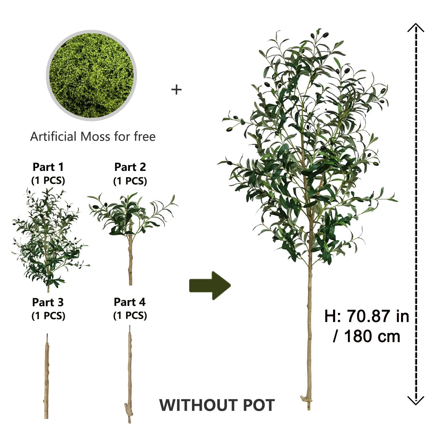 Faux Olive Tree Potted Realistic Indoor 4-6ft Artificial Plant