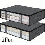 Under Bed Storage Bags Large Non-Woven with Clear Window & Reinforced Handles for Comforters (2 Pack)
