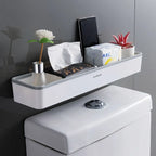 Over Toilet Storage Rack Wall Mounted No Drill White Shelf Organizer