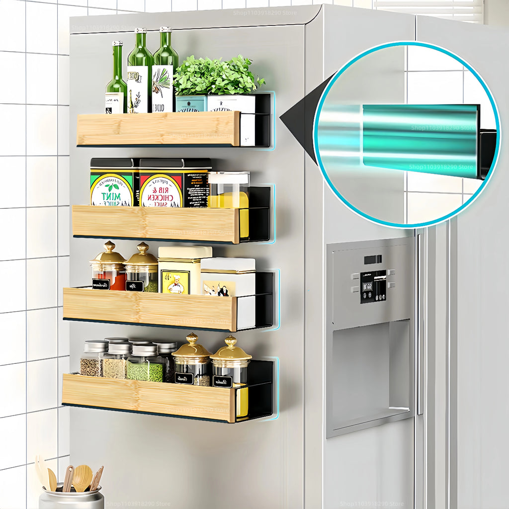 Magnetic Fridge Side Spice Rack – Black Iron Wall Mount