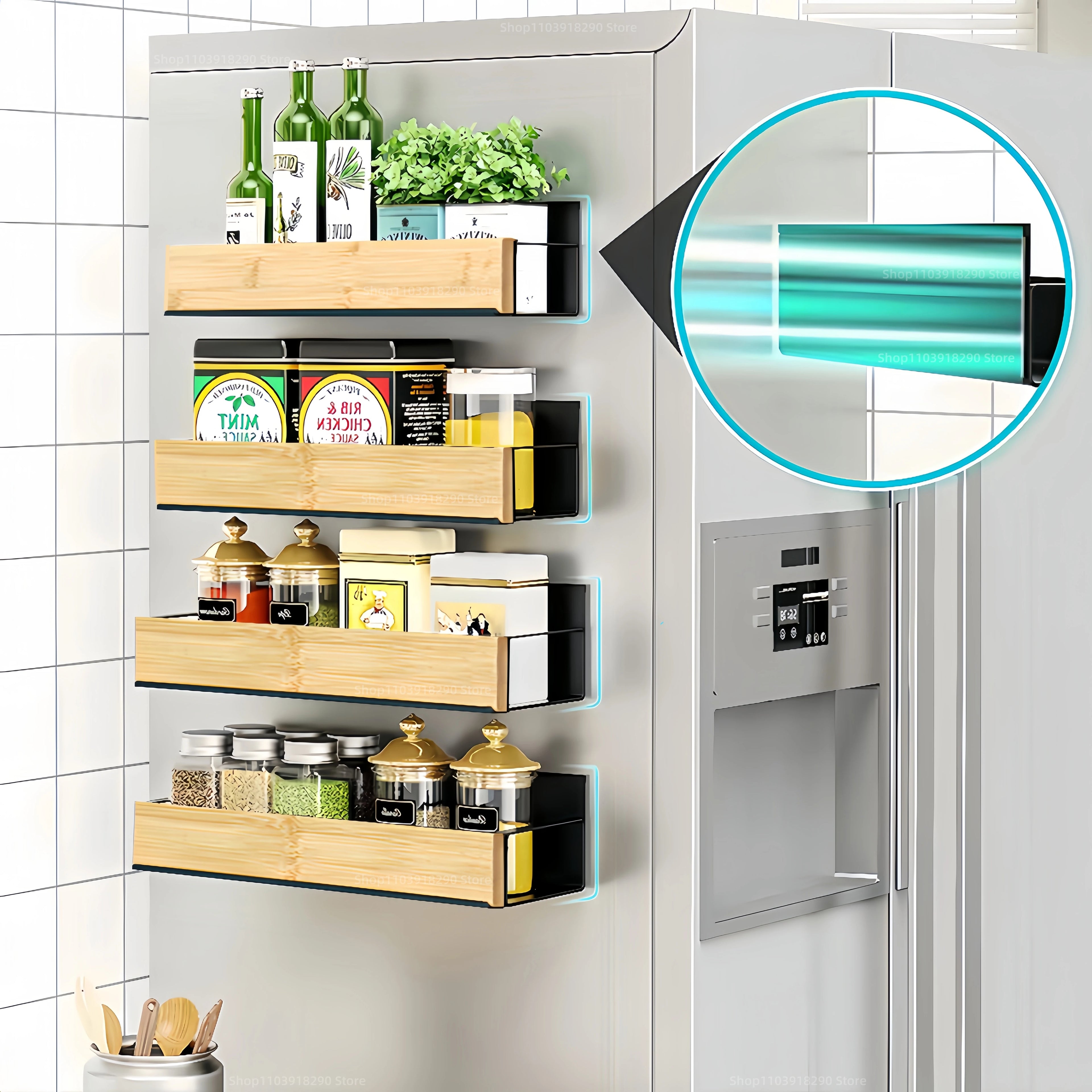 Magnetic Fridge Side Spice Rack – Black Iron Wall Mount