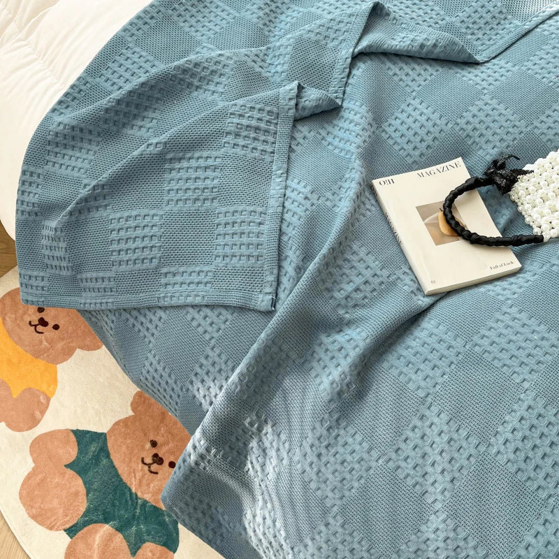 Waffle Weave Cotton Throw Blanket | Sofa & Bed Throws