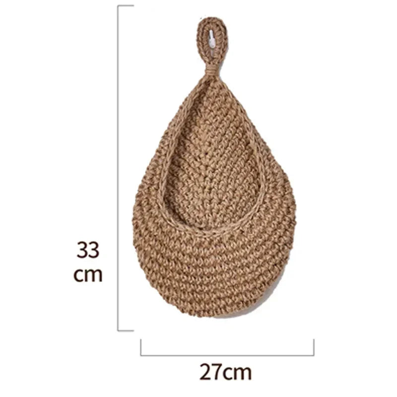 Handwoven Wicker Hanging Wall Fruit & Vegetable Basket for Kitchen