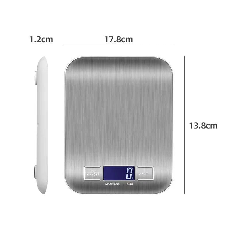 Digital Kitchen Scale 5kg – LCD Display & Stainless Steel Platform