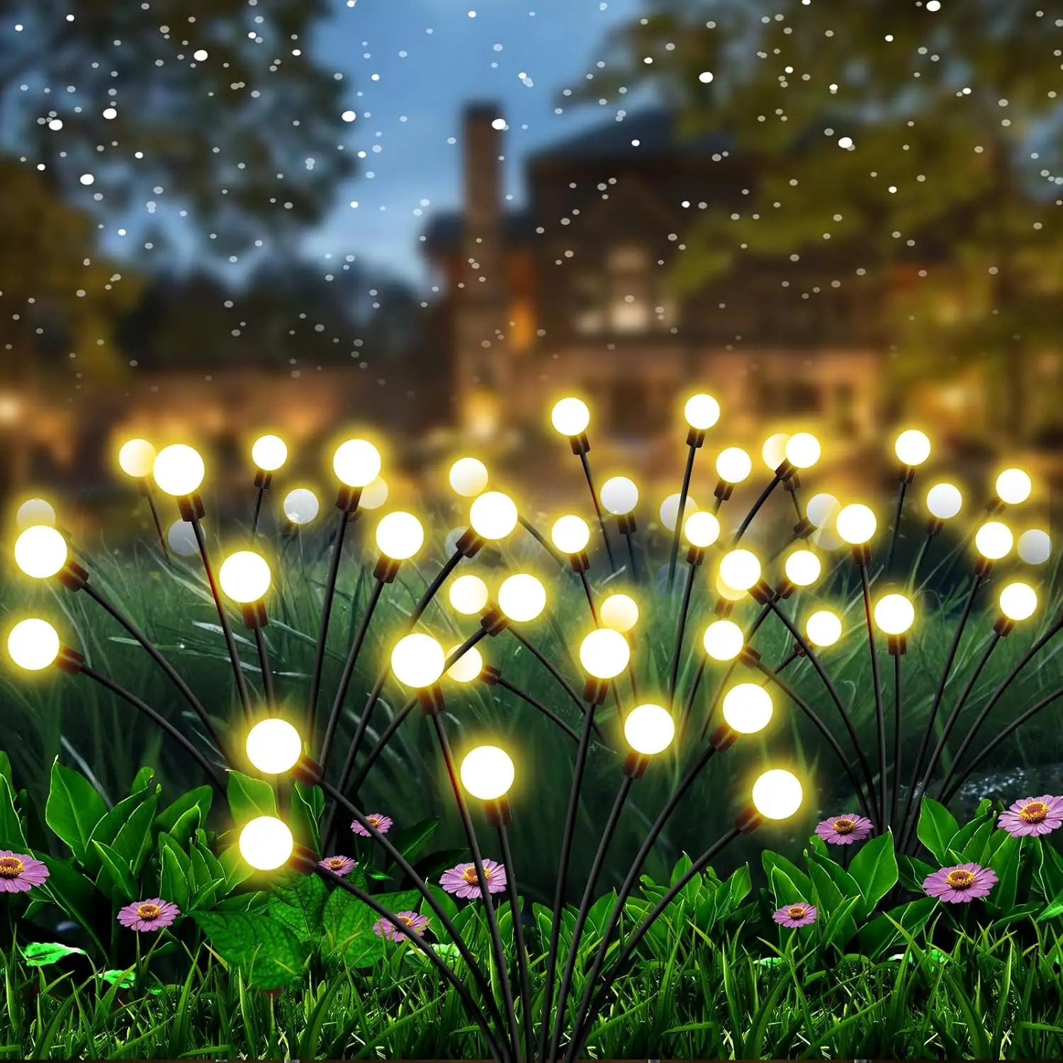 10 LED Solar Firefly Garden Lights Waterproof Pathway Yard Patio Decor