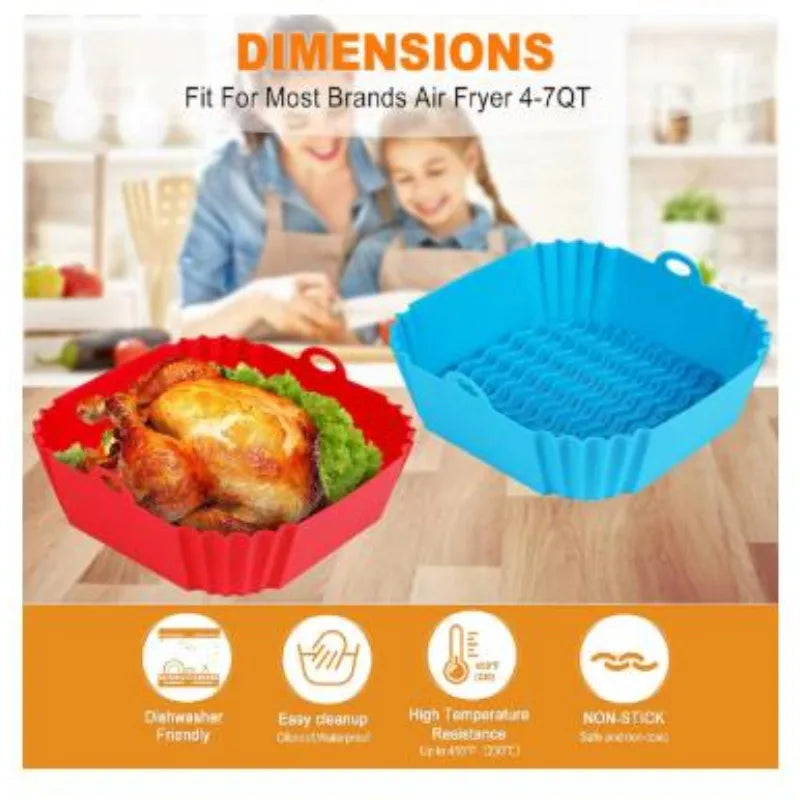 Reusable Silicone Air Fryer Liner – Non-Stick Basket & Baking Tray