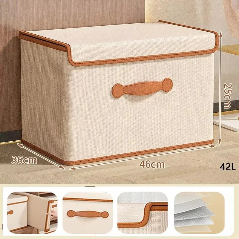 Clothes Storage Box With Lid Wardrobe Organizer for Blankets Underwear