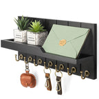 Wooden Key Holder Wall Mounted with Shelf and 7 Hooks for Entryway