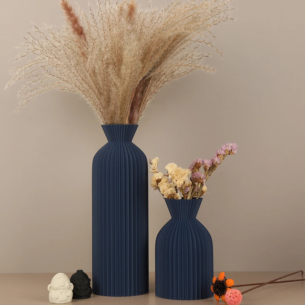 Minimalist Striped Waisted Vase | Nordic Wabi-Sabi Home Decor