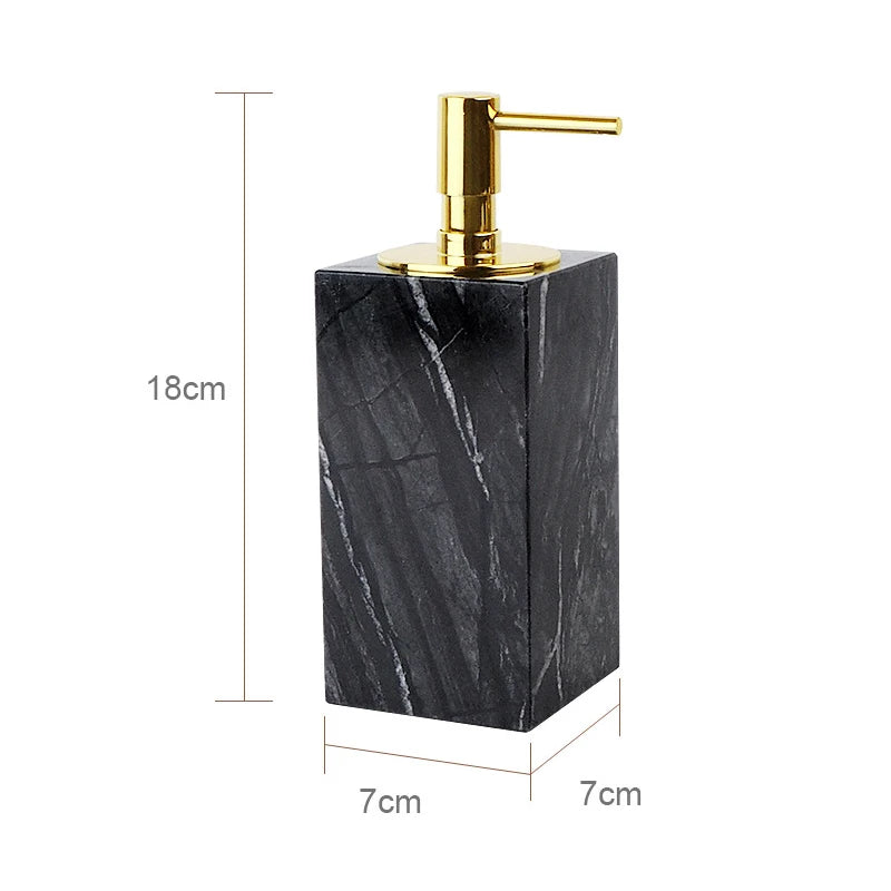 Black Marble Bathroom Accessories Set – Toothbrush Holder, Soap Dispenser & Dish Tray