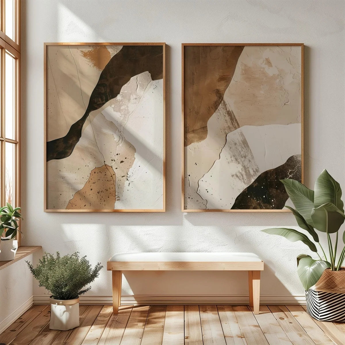 Japanese Wabi Sabi Mountains Abstract Canvas Print Set of 2