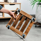 Wood Plant Stand Rack Rolling Flower Pot Tray Bonsai Holder with Wheels