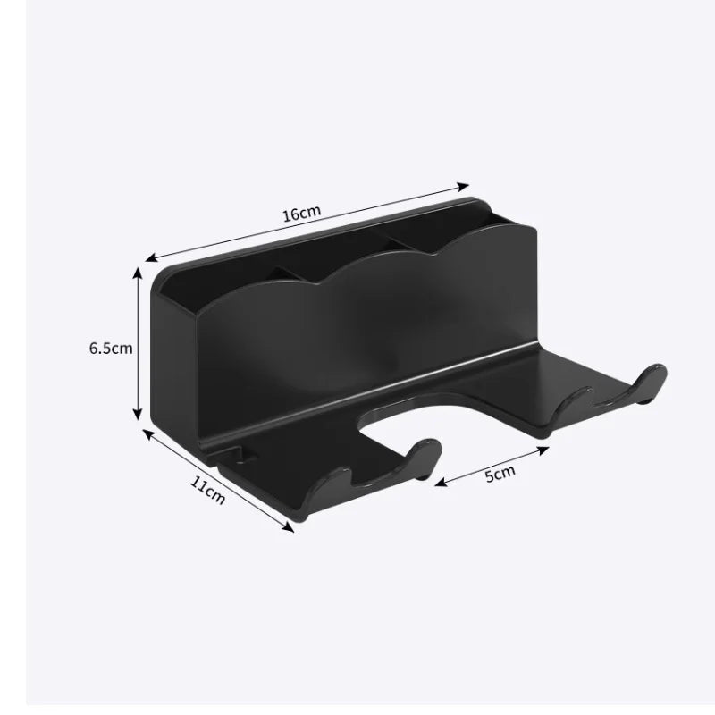 Wall Mounted Hair Dryer Holder No Drill 2-in-1 Compact Storage Rack