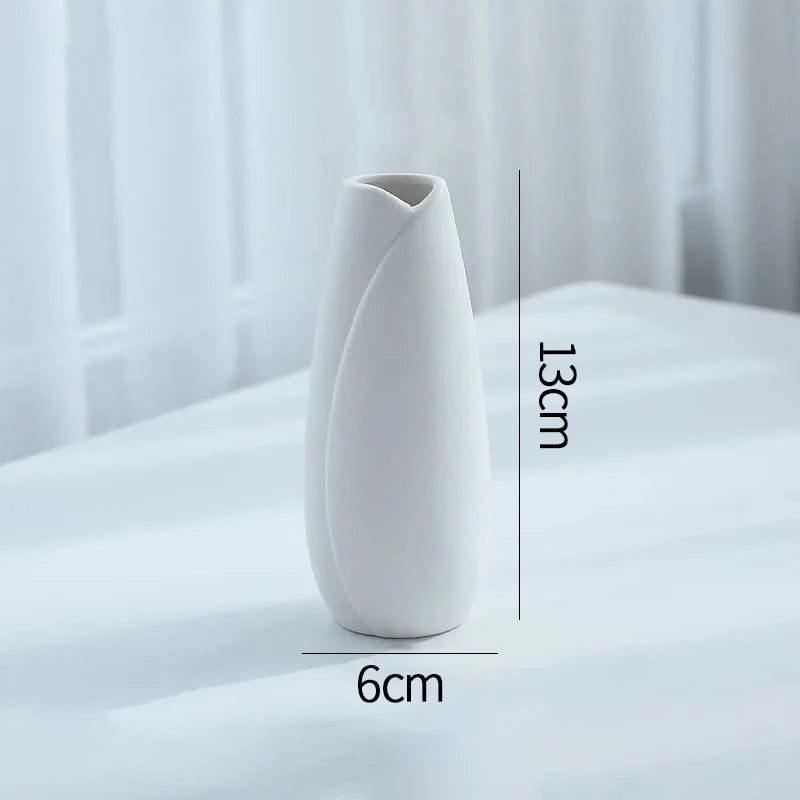 White Ceramic Bud Vase Nordic Minimalist Home Decor