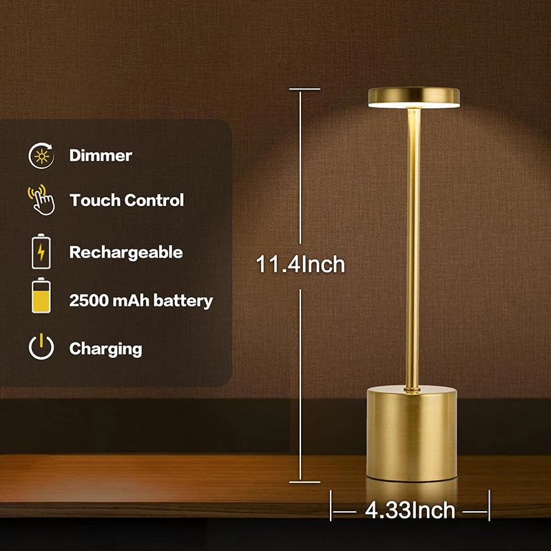LED Table Lamp USB Rechargeable Touch Sensor Night Light for Bedroom