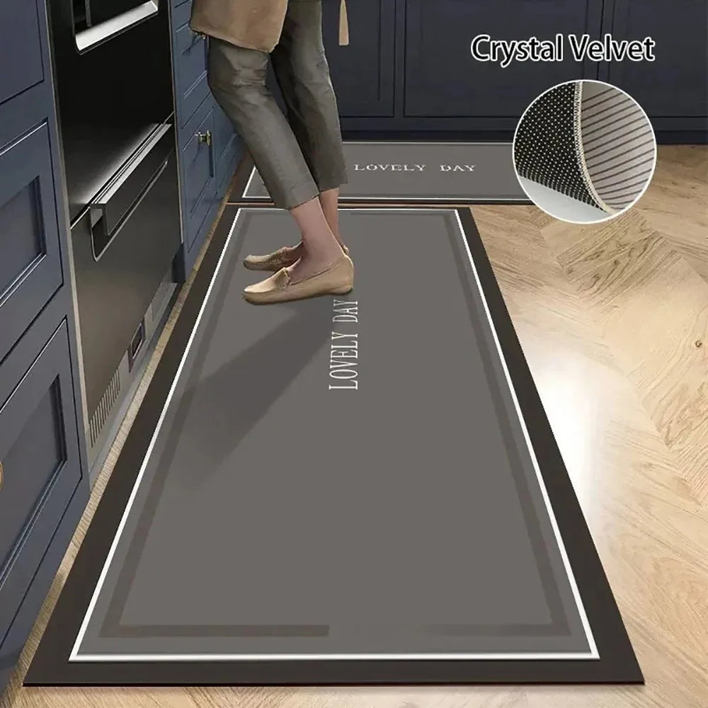Crystal Velvet Non-Slip Kitchen Runner Rug – Absorbent & Soft