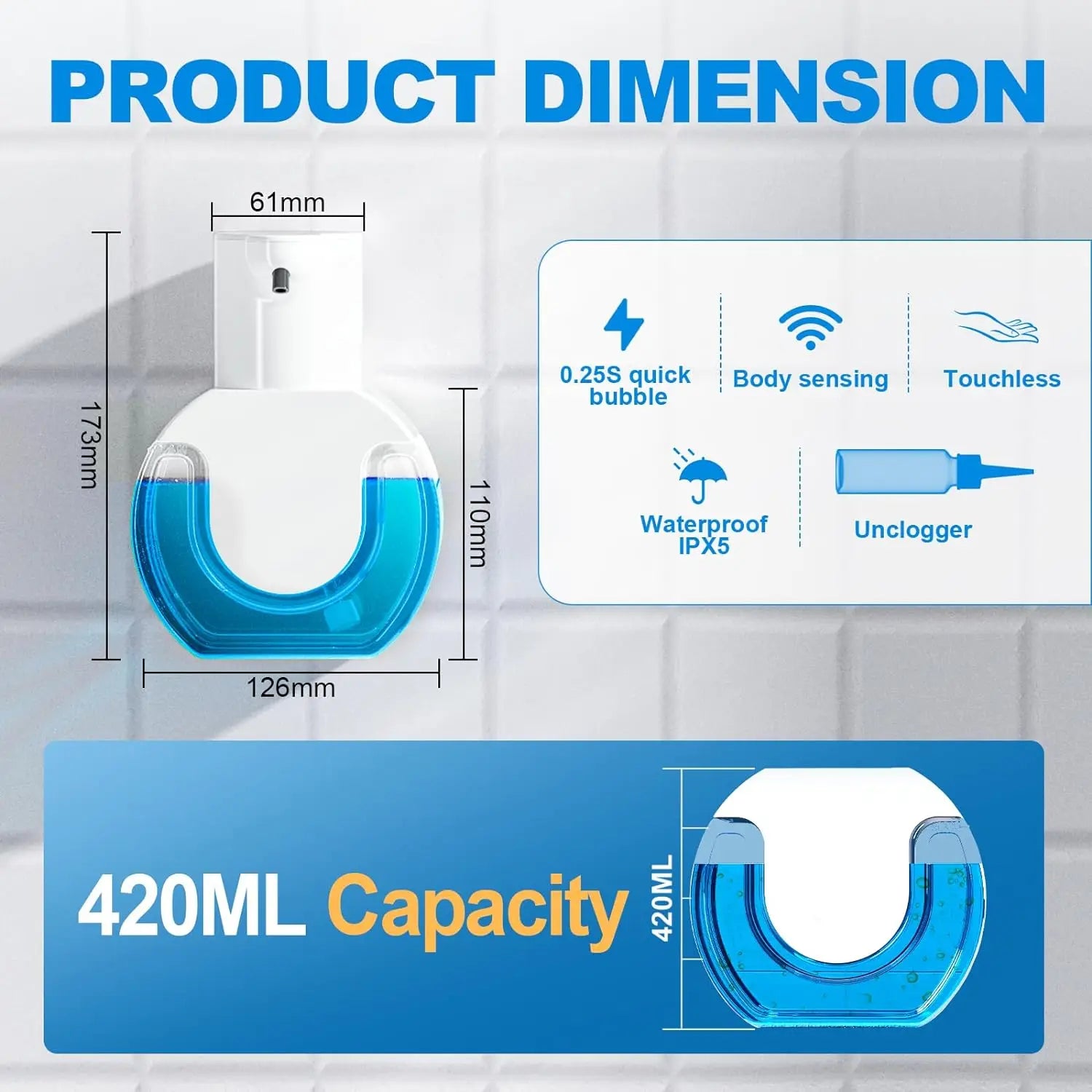 Touchless Foam Soap Dispenser – 420ml Auto Infrared Wall Mount or Desktop