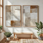Japanese Wabi Sabi Mountains Abstract Canvas Print Set of 2