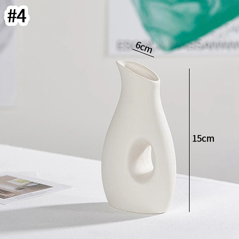 White Nordic Ceramic Vase for Dried Flowers and Home Decor
