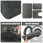 Velvet Memory Foam Bath Rug Set of 3 Non-Slip Machine Washable