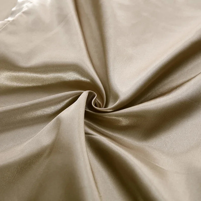 Silk Duvet Cover Set Luxury Satin Bedding Set Fitted Sheet Pillowcases King Queen Double Twin