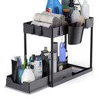 2-Tier Under Sink Organizer with Sliding Baskets and Hooks