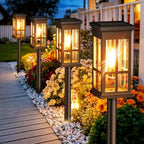 Solar Pathway Lights Outdoor Waterproof Set LED Landscape Lamps for Yard Garden Walkway