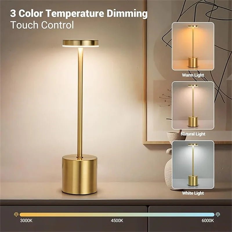 LED Table Lamp USB Rechargeable Touch Sensor Night Light for Bedroom
