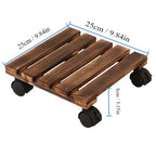 Wood Plant Stand Rack Rolling Flower Pot Tray Bonsai Holder with Wheels