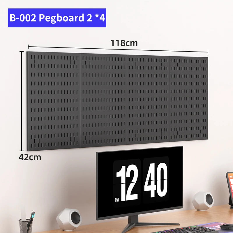 Modular Pegboard Wall Organizer Kit with No-Drill Installation