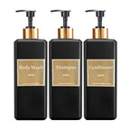 500ml Shampoo Conditioner Body Wash Dispenser Bottles with Gold Labels