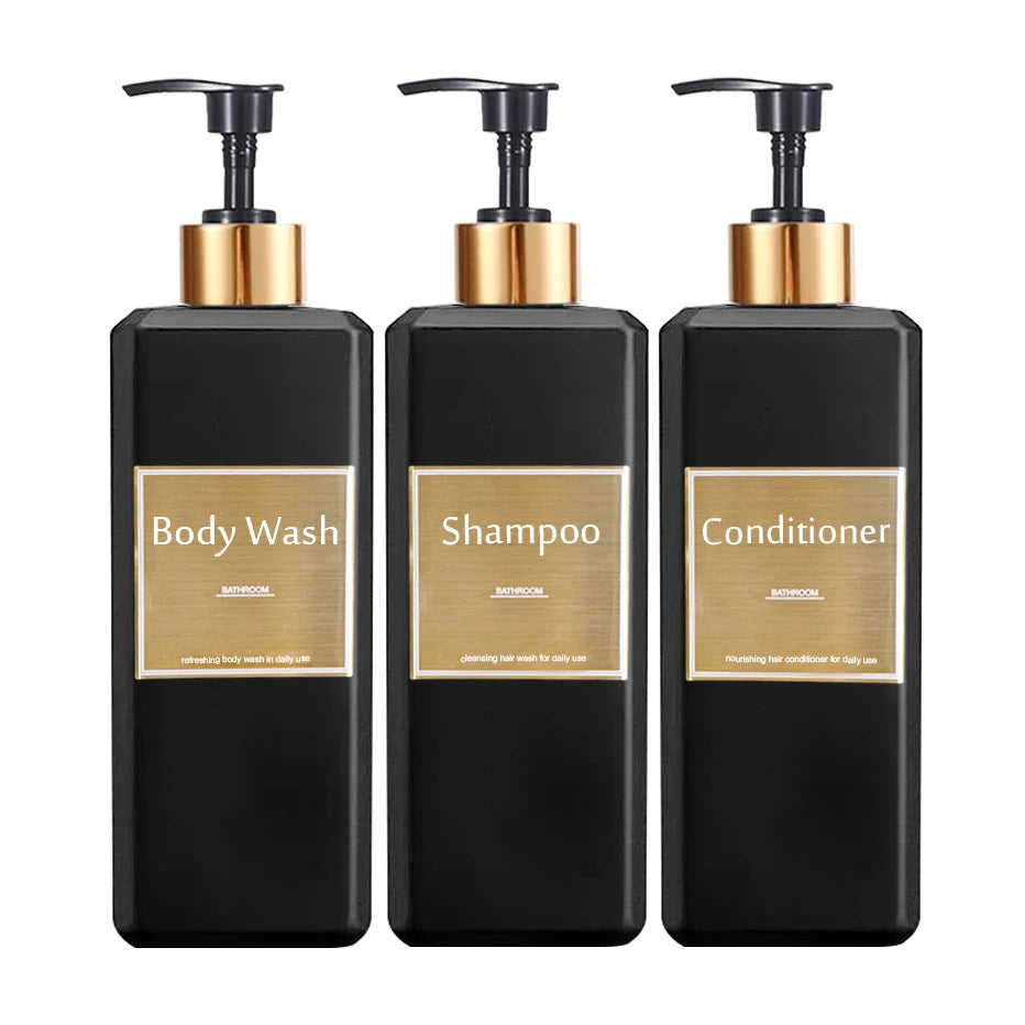 500ml Shampoo Conditioner Body Wash Dispenser Bottles with Gold Labels