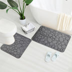 Embroidered Velvet Bath Mat Set 2-Piece with U-Shape Toilet Rug