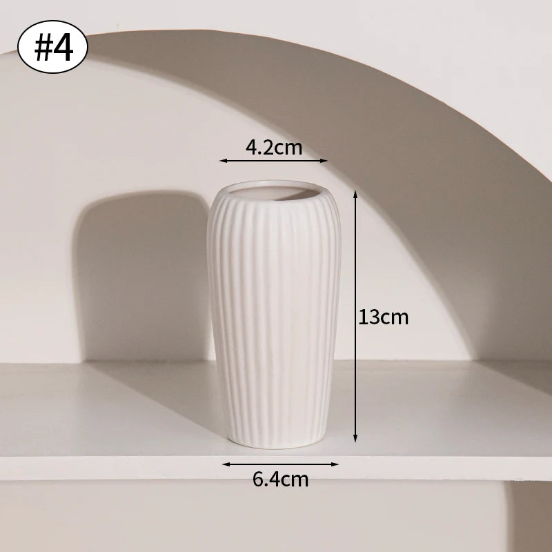 White Nordic Ceramic Vase for Dried Flowers and Home Decor